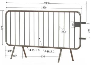 Wholesale Crowd Control Barriers 1&quot; Tubing *16ga thick H3.6'xW8'*1100mmx2400mm Upright 5/8&quot; 19Ga Thick Spacing4&quot; from china suppliers