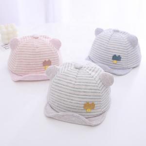 China Summer Cotton Baby Hats Cute Casual Striped Soft Eaves Baseball Cap Baby Boy Beret Baby Girls Sun Hat on sale