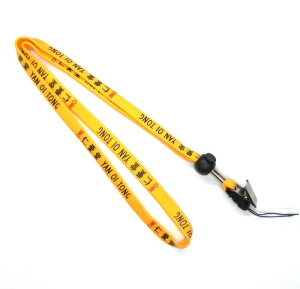 Identification Yellow Durable Tube Lanyards Personalised Neck Strap With Metal