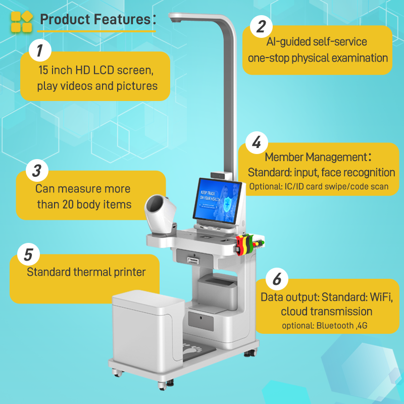 Multifunctional 15-inch Touch Screen Smart Medical Health Analyzer Checkup Kiosk