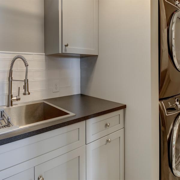 Custom Laundry Room Storage Cabinet With Sink Light Gray Shaker Modern Bathroom Vanity
