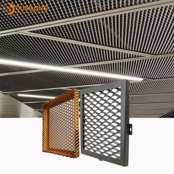 Quality Interior Galvanized Iron Wire Expanded Metal Mesh Ceiling / Silver Suspended Aluminium Panel for sale