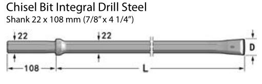 Hex22 Chisel Bit Dia 22/24mm Plug Hole Integral Drill Rod For Small Hole