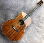 39 Inch OOO KOA Wood Acoustic Guitar Ebony Fingerboard Abalone Inlay With Pickup
