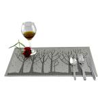 Heat Resistant Metric System Kitchen Room Space PVC Table Dinner Mat with Gold