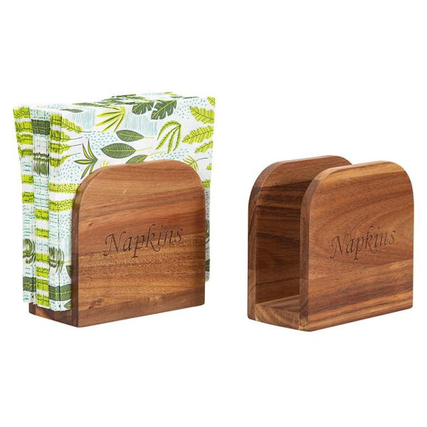 Bamboo Napskin Holder For Table Upright Napkin Dispenser Perfect For Indoor And