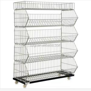 Wholesale Versatile 5-Tier Metal Wire Basket Stand for Supermarket Snack Display in Metallic from china suppliers