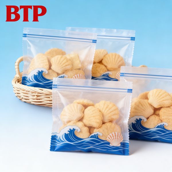 Christmas New Year Food Snack Candy Cookie Moisture Proof Laminated PET/CPP Zipper Plastic Bag with Window Digital Printed