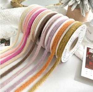 Wholesale Eco-friendly Plush Hollow Ribbon Flower Bouquet Handmade Christmas Floral DIY Gift Bag Cake Tying Straps from china suppliers