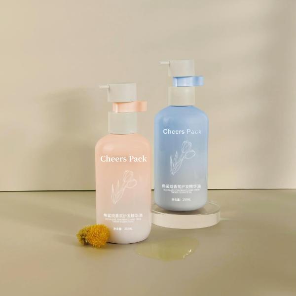 250ml Flip Top Cap HDPE Plastic Shampoo Babycare Pink Bottle Lotion Pump For