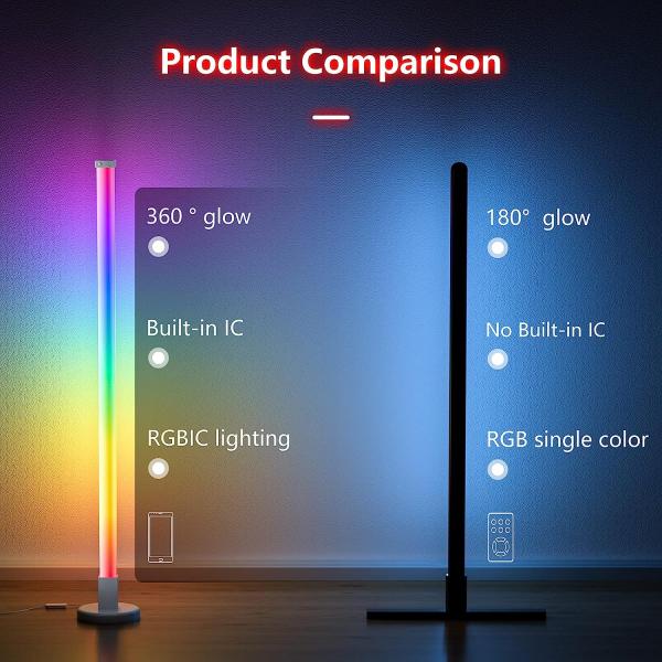 Metal Glass Shade Ambient Floor Light 150cm Colorful Remote Control Floor Lamp for Bedroom