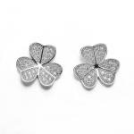 2.7g Small Cubic Zirconia Stud Earrings Windmill Clover 2mm Sterling Silver