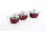 hot selling 6pcs cookware set with red color &16/18/20cm cooking pot &16cm/18cm