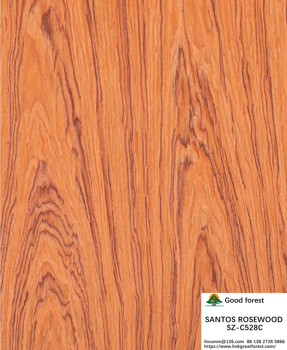 Fancy Wood Veneer Santos Rosewood Man-Made Veneer Sheet 2050-3200mm For Musical Instrument China Factory