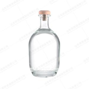 Wholesale Custom Cylinder Round Shape Wide Lip Extra Flint Glass 700ml Liquor Bottle with Cork from china suppliers