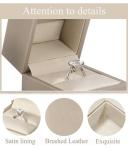 PU Leather Fabric Gold Ring Packaging Box Customized With Statin Lining