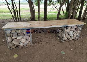 Wholesale Galvanized Steel Welded 200cm Gabion Basket Bench With Pine Wood Boards from china suppliers