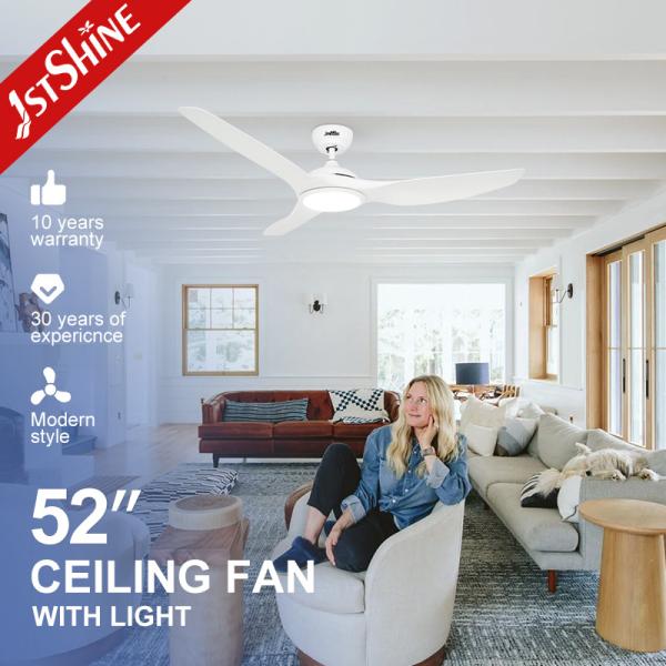 ROHS 52 Inch White Low Noise Large Airflow Ceiling Fan Led Six Speeds Remote