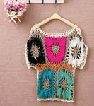 Crocheted pull over tops sexy for women summer shirt hollow out beach clothes