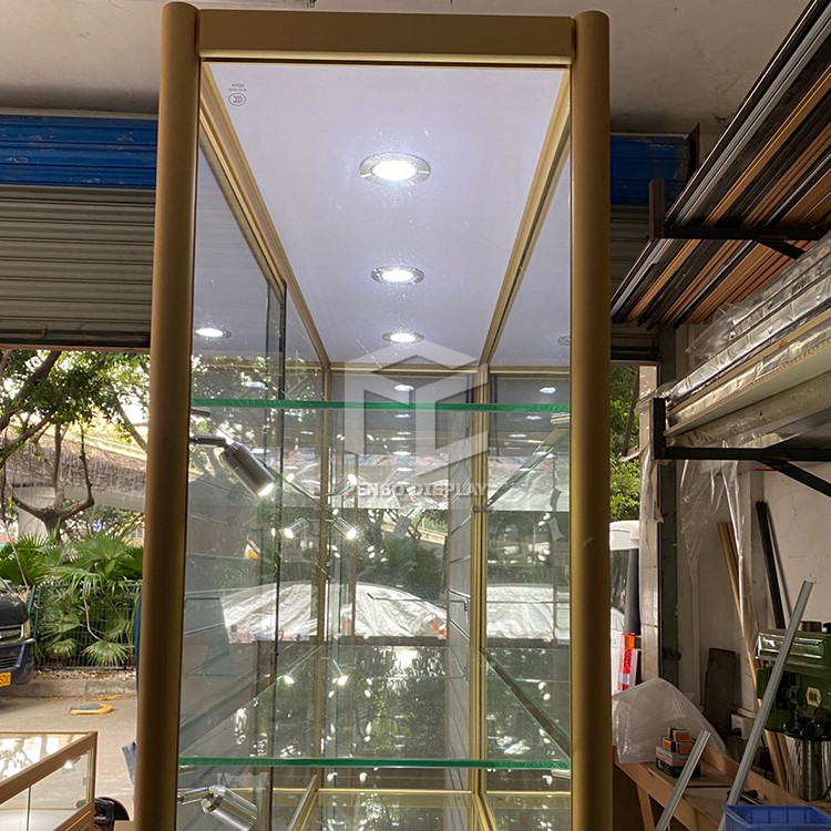 OEM Lockable Aluminum Frame Glass Display Showcase Cabinet With T5 LED Lights