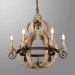 Wood Chandelier Lighting Retro Iron Candle Hanging Lamp(WH-CI-13)