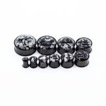 Silver Foil Insert Ear Plug Tunnels Double Flare 316 Steel 2G