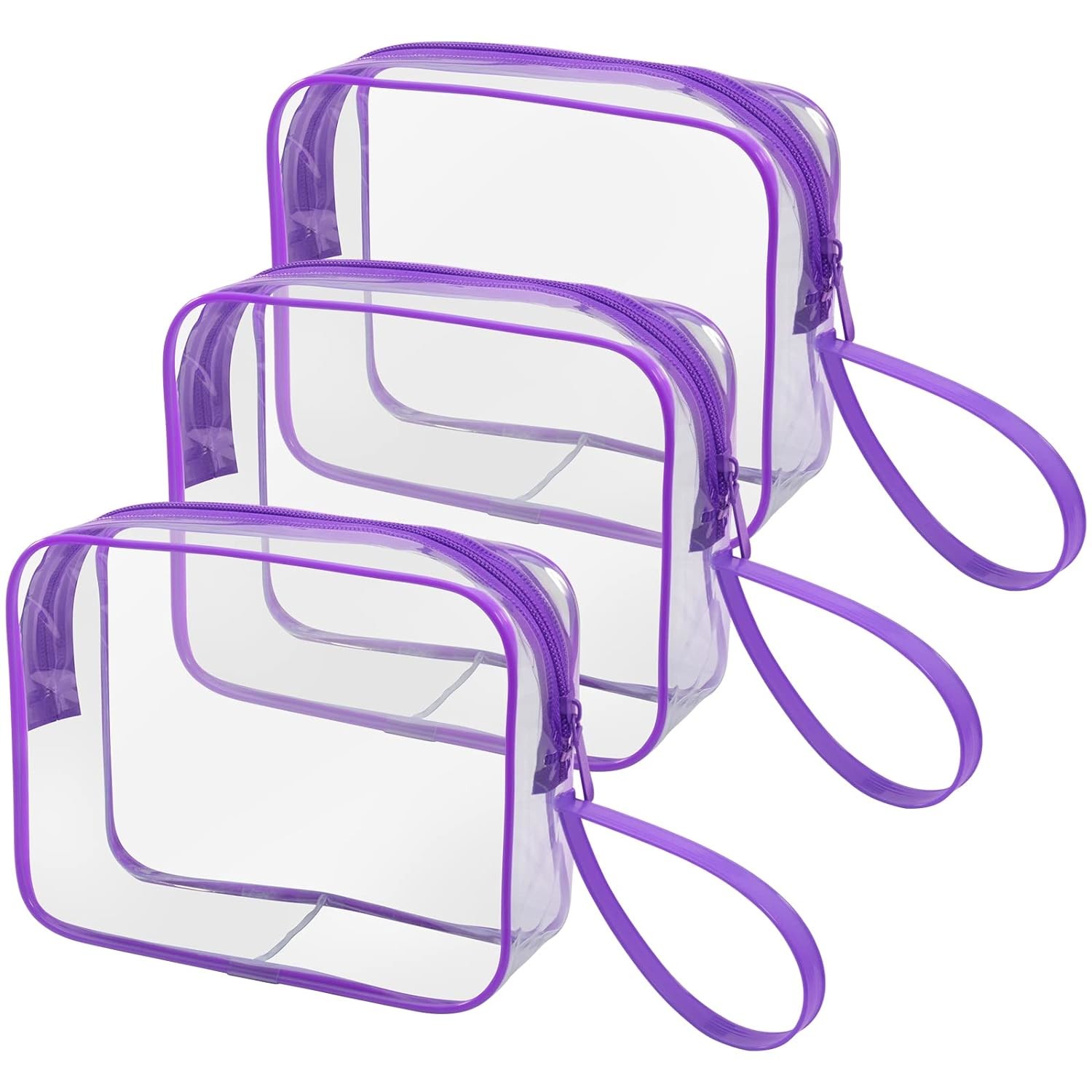 Purple waterproof durable lager capacity cosmetic bag with handle