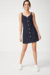 Summer women button down mini simple dress