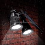 Solar Energy Powered Dual Head Upgraded Double Spotlights 12 LED Outdoor Garden