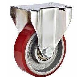 Wholesale medium duty 5&quot; rigid PU cast iron core caste, 5&quot; fixed red PU cast iron caster from china suppliers