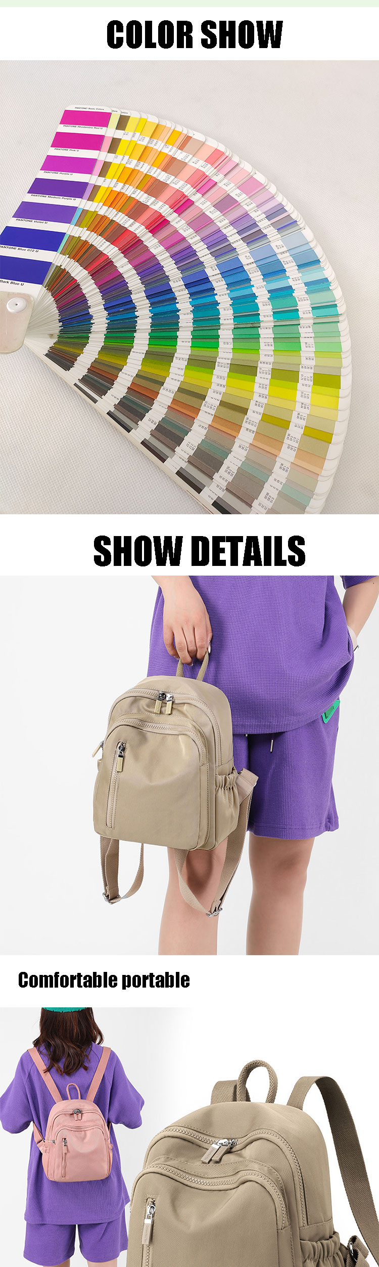 Fashion Vintage Nylon Shoulder Backpack Travel Rucksack Sling Notebook Bag For Women