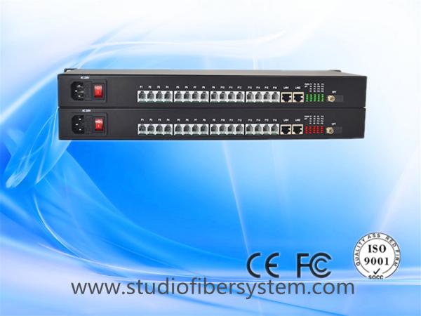 16CH Telephone To Fiber Optic Converter with 2ch 100M ethernet in 1U rack mount