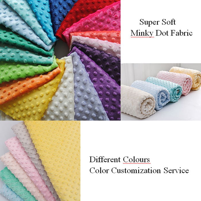 Embossed Baby Blanket Dot Minky Plush Fabric 100% Polyester For Toys