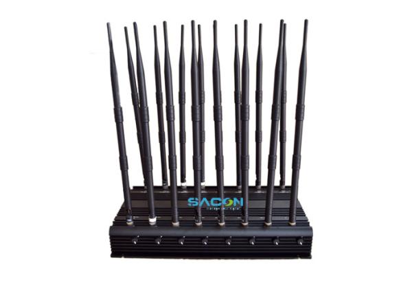 Desktop Wifi Mobile Phone Signal Jammer 16 Bands With 38w Power , 238x60x395mm