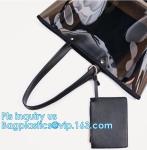 Fashion woman full print pvc private label handbag manufacturer, PVC Transparent