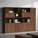 Dark 4 Tier Office Wooden Filing Cabinets Storage Cabinet With Shelves
