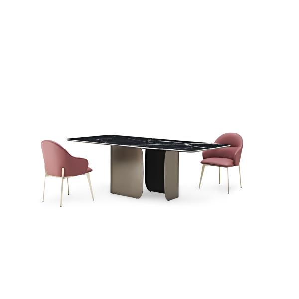 Rectangle Restaurant Marble Metal Dining Table And Chair Set For Restaurant