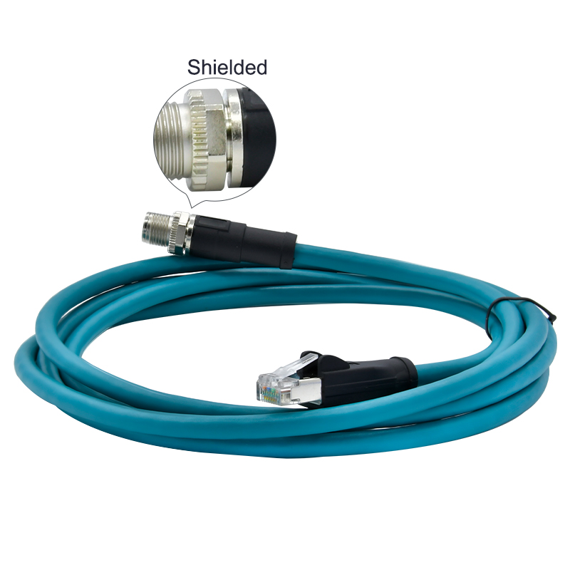 Rigoal IP68 Waterproof Circular Connector m12 x coded to rj45 cable For Ethernet Network