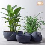 Round Planters Resin Pot Planter Set Lightweight Pots Garden Flower Pots MGO
