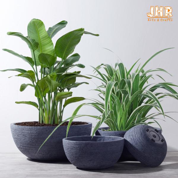 Round Planters Resin Pot Planter Set Lightweight Pots Garden Flower Pots MGO