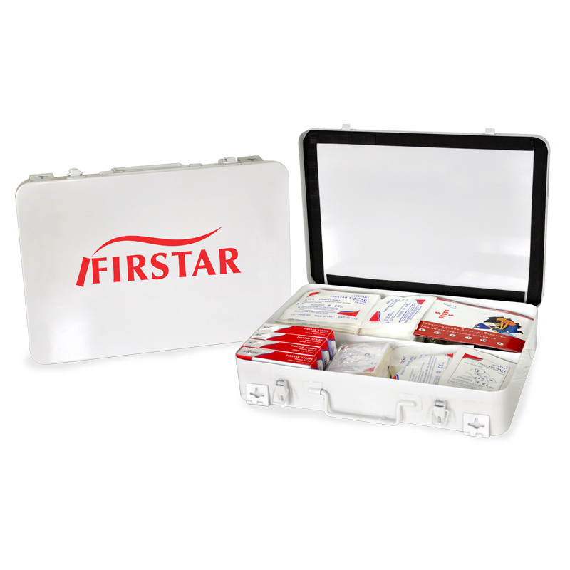 15 Person Workplace First Aid Kit Metal Case Box Hung To The Wall 35.5x24x6.5cm