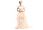 Ladies Shoulder - Straps High Low Prom Party Dress With Embroidery Decor