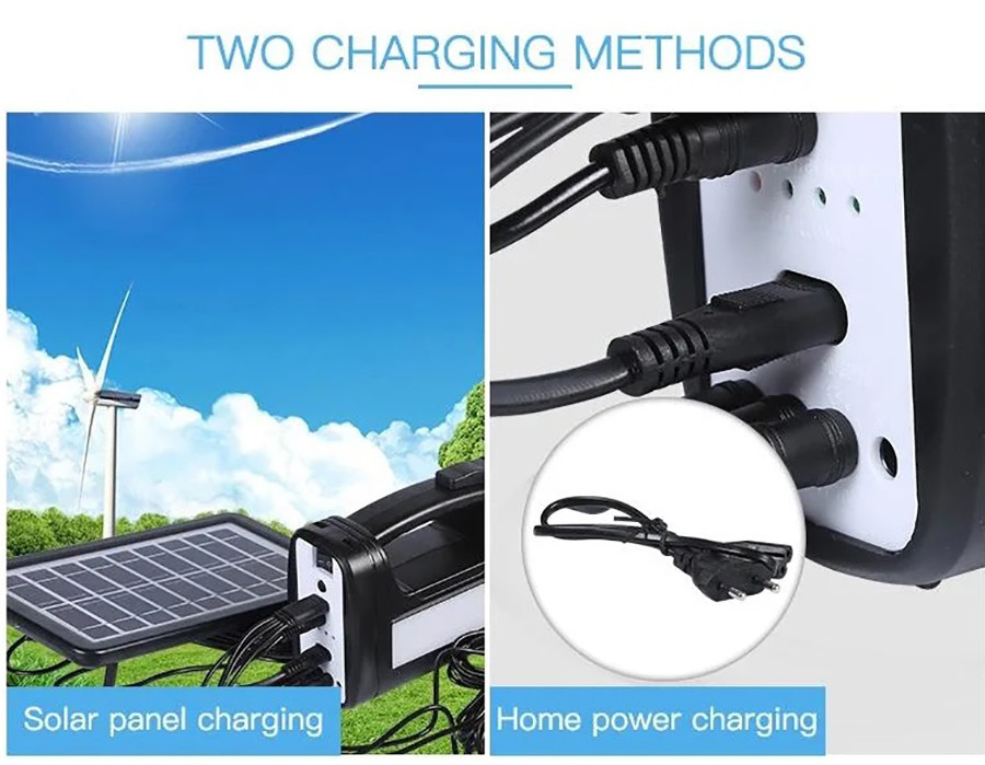 Outdoor Camping Solar Led Light Kits Mobile Charging 10W Panel System Mini