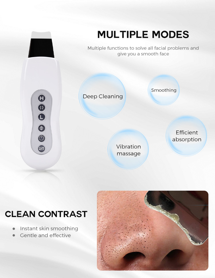 3 Modes Exfoliators Ultrasonic Facial Skin Scrubber ABS Material
