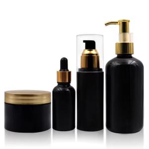 Wholesale Plastic Cosmetic Bottles Lotion Pump Bottle with Gold Lid Round Shoulder Bottle from china suppliers