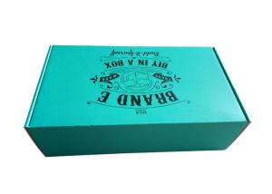 Wholesale Rigid Teal Color Folding Gift Boxes Black Logo Flat Pack Without Lamination Surface from china suppliers