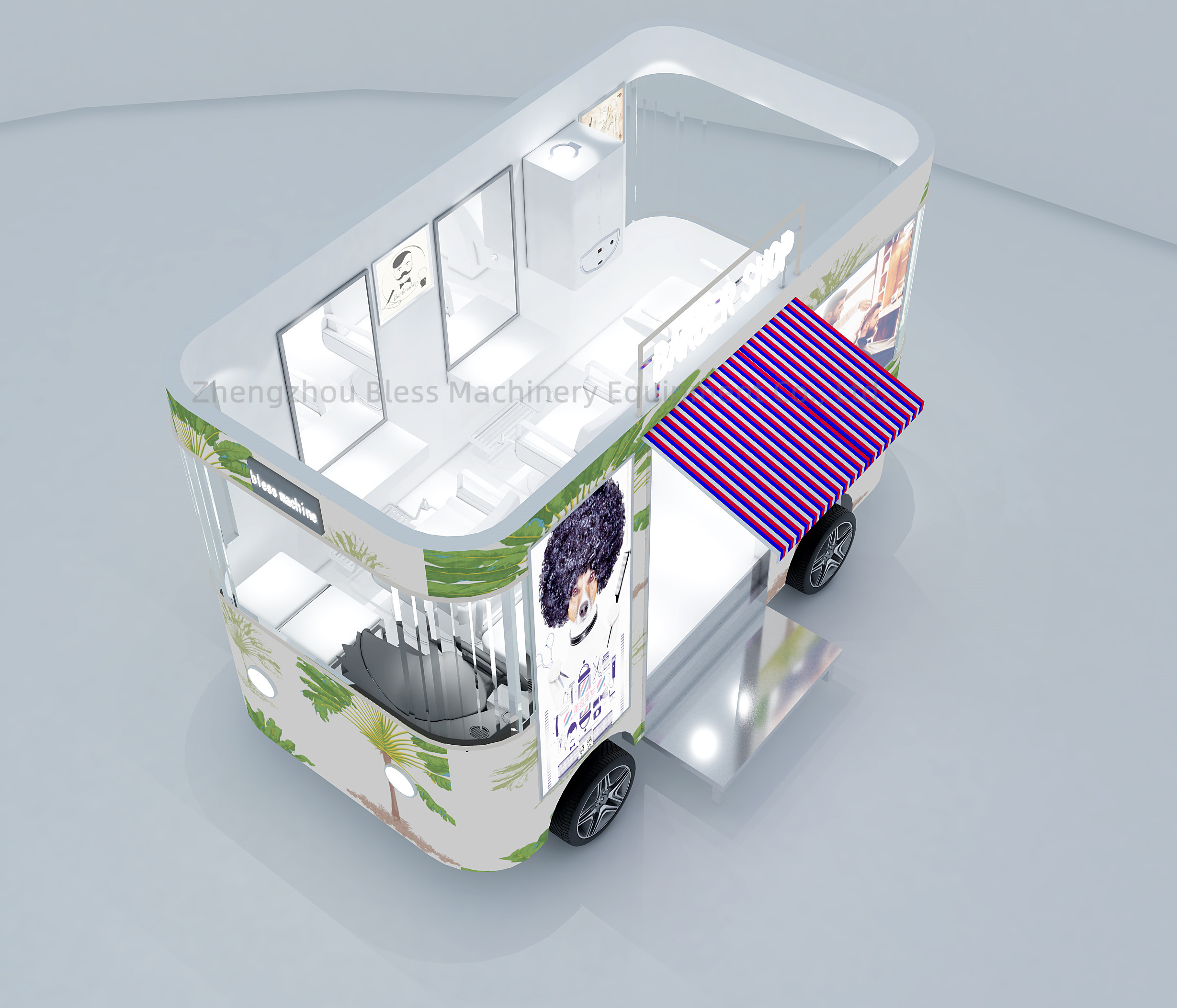 4 Wheels Technology Mobile Beauty Spa Salon Trailer for Dairy Products Long Service Life