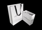 Jumbo Folding Black Ribbon Retail Shopping Bags , Carry Promotional Paper Bags