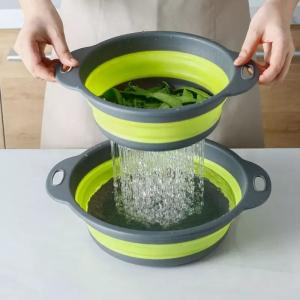 China Nontoxic Silicone Collapsible Colander Strainer Odorless Multipurpose on sale