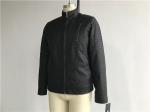 Funnel Collar Mens PU Jacket , Black Polyurethane Quilted Jacket TW82992
